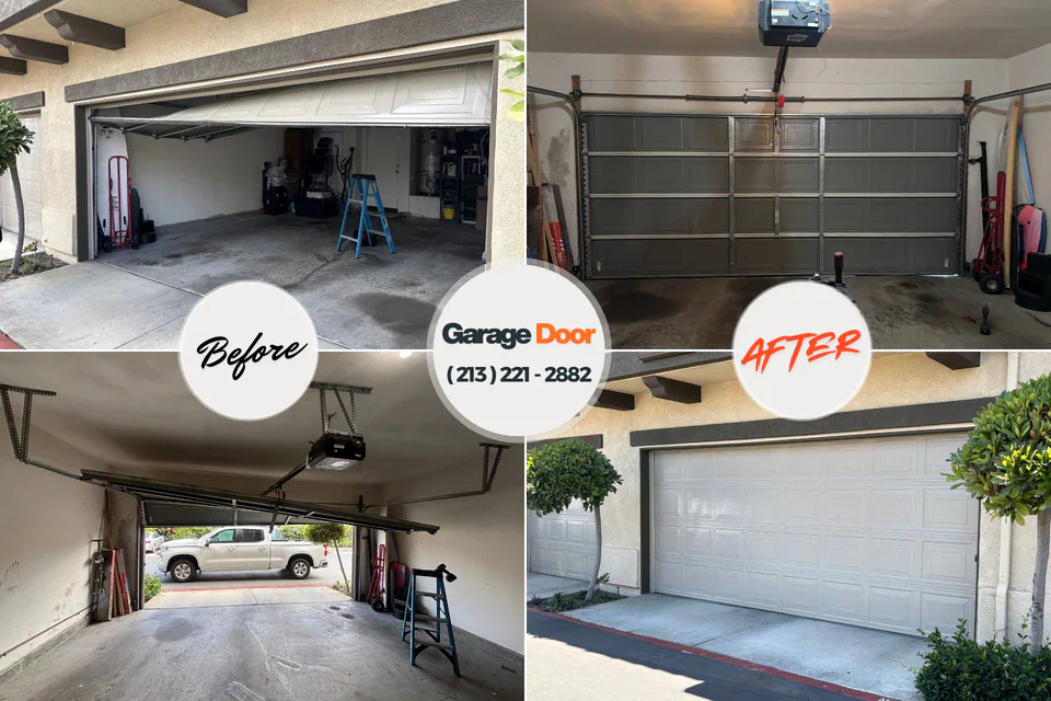 Before and after: garage door repair Sausalito, CA
